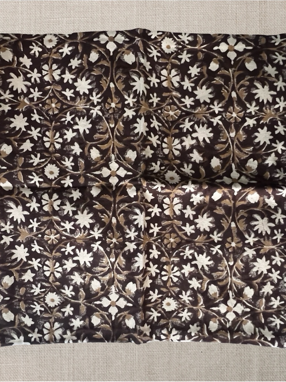 New Fabritual Mahalakshmi Brown Block Print Pillow Cover 16x16